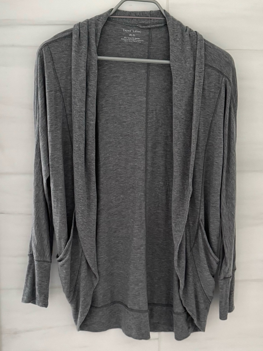 Paper Label Heather Grey Open-Front Draped Cardigan